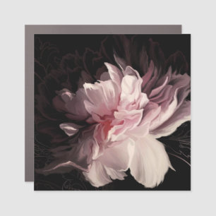 Peony Dark Wall: Painted Flower Design Car Magnet
