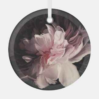 Peony Dark Wall: Painted Flower Design Glass Ornament