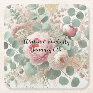 Peony Drama Paper & Party Plates Square Paper Coaster