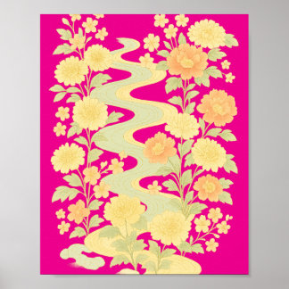 Peony Dreams by the Stream Poster