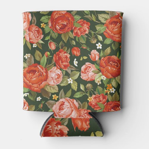Peony Elegance Graphic Floral Wallpaper Can Cooler