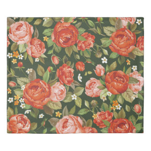 Peony Elegance: Graphic Floral Wallpaper. Duvet Cover