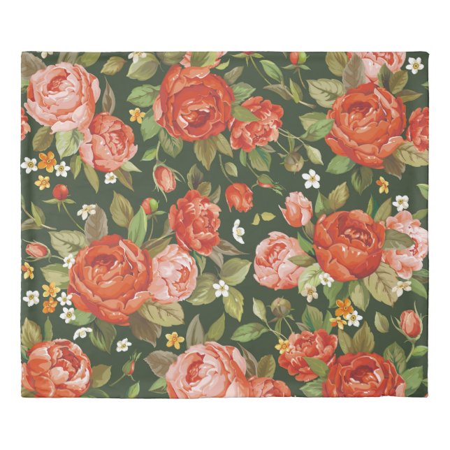 Peony Elegance: Graphic Floral Wallpaper. Duvet Cover (Front)