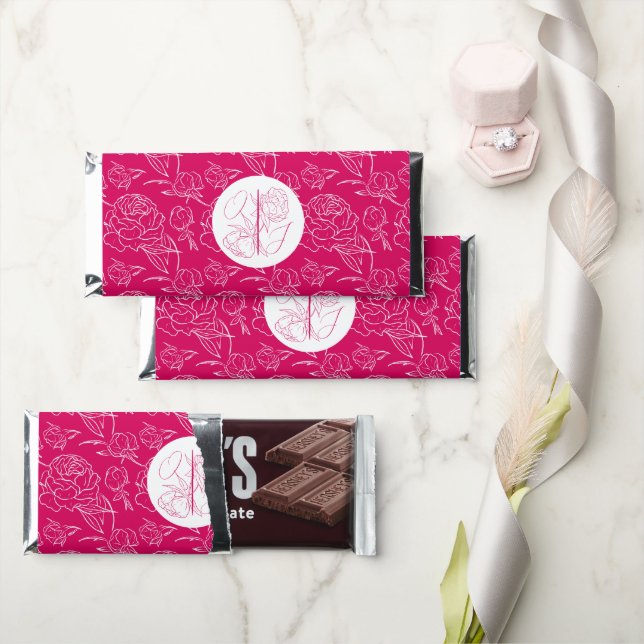 Peony Elegance Wedding Hershey Bar Favors (Front)