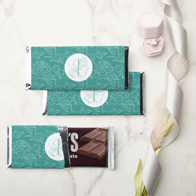 Peony Elegance Wedding Hershey Bar Favors (Front)