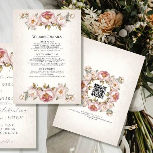 Peony Elegant Floral Blush Pink and Ivory Details Invitation