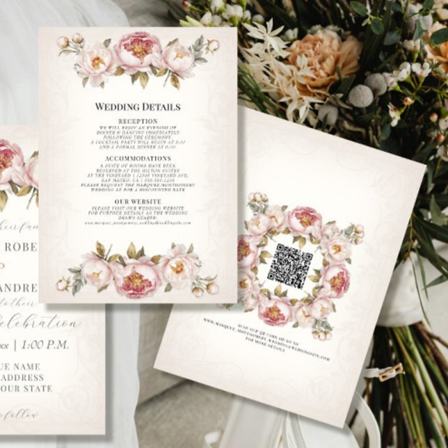 Peony Elegant Floral Blush Pink and Ivory Details Invitation (Creator Uploaded)