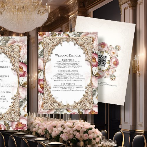 Peony Elegant Floral Gold Pink and Ivory Details Invitation