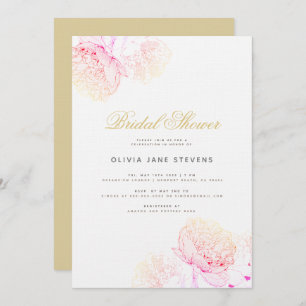 Peony Elegant Modern Script Floral Bridal Shower Invitation
