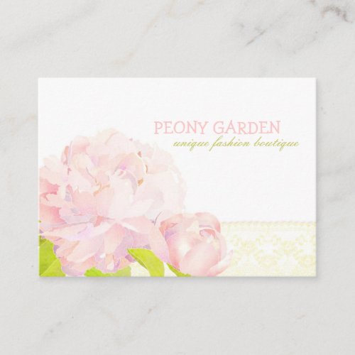Peony + Faux Lace Elegant Fashion Business Cards