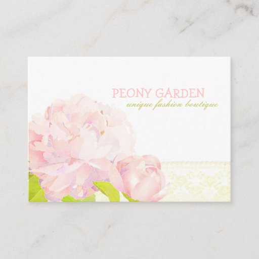 Customizable Peony + Faux Lace Elegant Fashion Business Cards