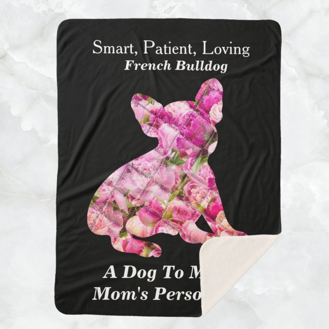 Peony Filled French Bulldog Personality Traits Sherpa Blanket (Creator Uploaded)
