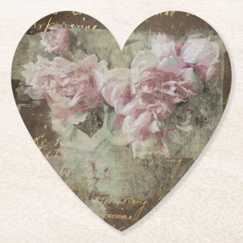  Peony Floral AR23 Heart Love Vintage Victorian Paper Coaster