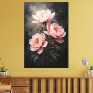 Peony Floral Artwork Canvas Print