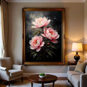 Peony Floral Artwork Faux Canvas Print