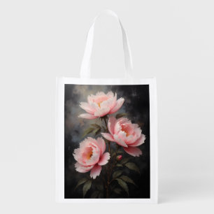 Peony Floral Artwork Grocery Bag