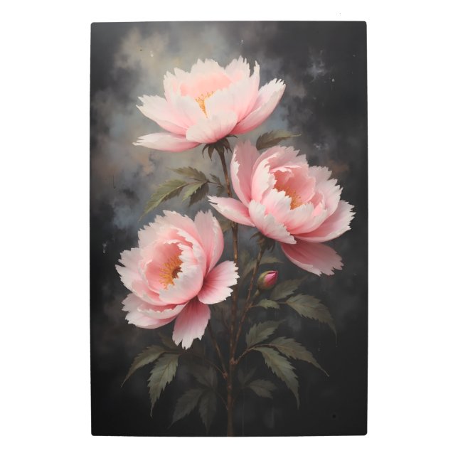 Peony Floral Artwork Metal Print (Front)