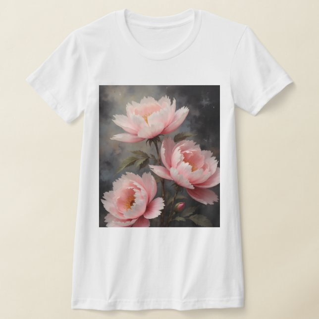 Peony Floral Artwork T-Shirt (Laydown)