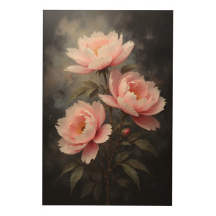 Peony Floral Artwork Wood Wall Art