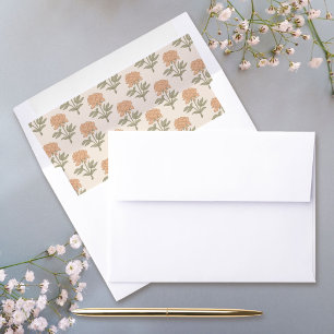 Peony Floral Block Print Vintage Boho Warm Neutral Envelope Liner