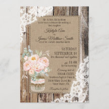 Peony Floral Bouquet Wood Lace Rustic Wedding