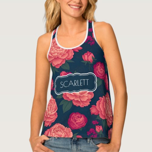 Peony Floral Colorful Personalized Pattern Tank Top
