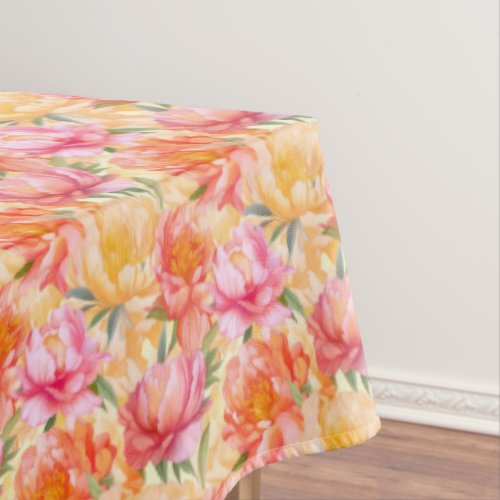 Peony Floral Cotton Tablecloth