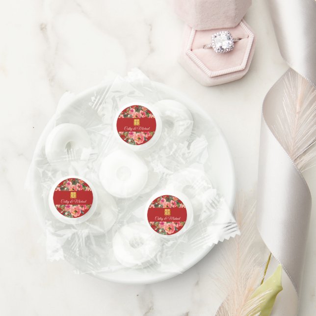 Peony floral double happiness Chinese wedding  Life Saver® Mints (Wedding)