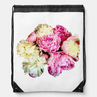 Peony Floral Drawstring Bag