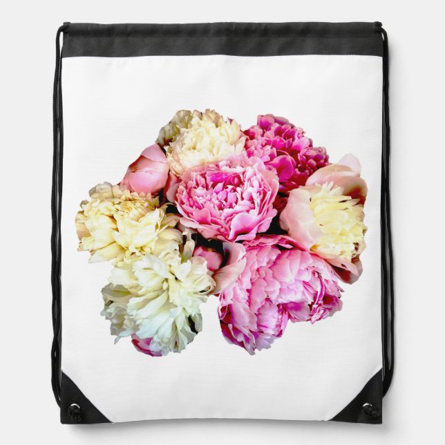Peony Floral Drawstring Bag (Front)