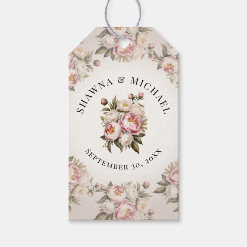 Peony Floral Elegant Pink Watercolor Wedding Gift Tags