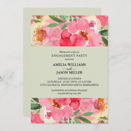 Peony Floral Engagement Party Invitation