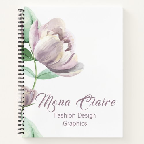 Peony Floral Fashion Design Graphics Business Notebook