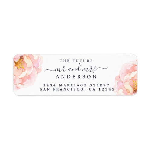 Peony Floral Future Mr Mrs Wedding Return Address Label