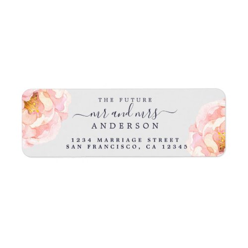 Peony Floral Future Mr Mrs Wedding Return Address Label