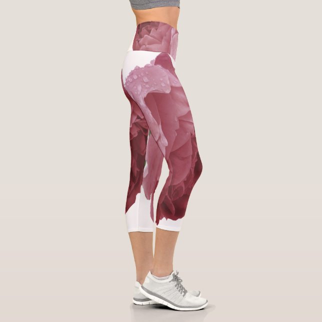 Peony Floral Leggings for Yoga & Fitness (Right)