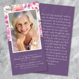 Peony Floral Memorial Prayer Bookmark