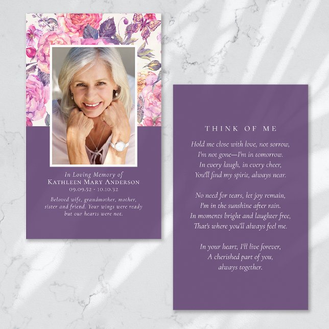 Peony Floral Memorial Prayer Card (Creator Uploaded)