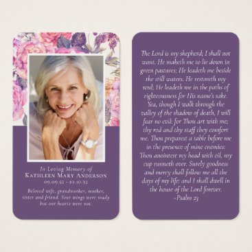 Peony Floral Memorial Prayer Card