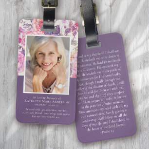 Peony Floral Memorial Prayer Luggage Tag
