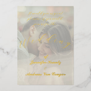 Peony Floral Photo Wedding  Foil Invitation