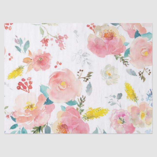 Peony floral Pink Pattern Antique Weddings  Tissue Paper (Front)