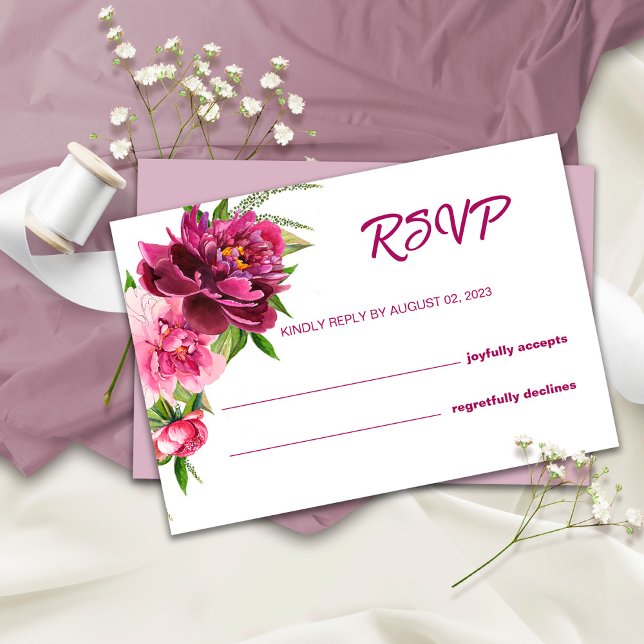 Peony Floral RSVP Wedding Card (Creator Uploaded)