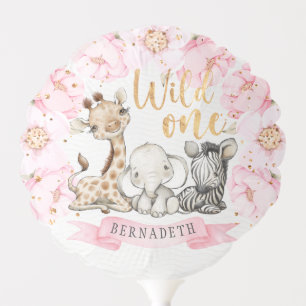 Peony Floral Safari Wild One Birthday Party Balloon