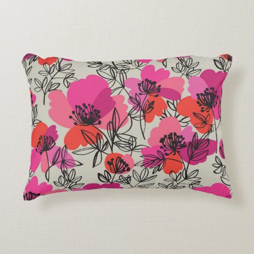 Peony Floral Vintage Seamless Pattern Accent Pillow