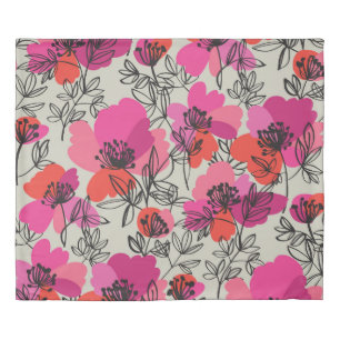 Peony Floral Vintage Seamless Pattern. Duvet Cover