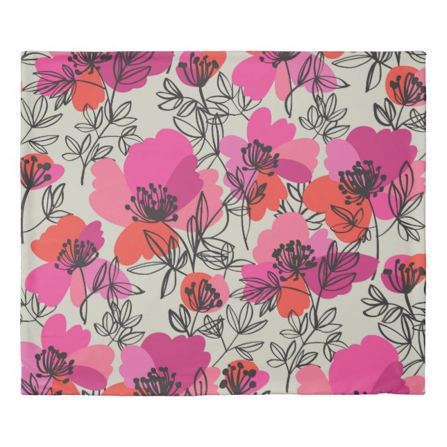 Peony Floral Vintage Seamless Pattern. Duvet Cover (Front)