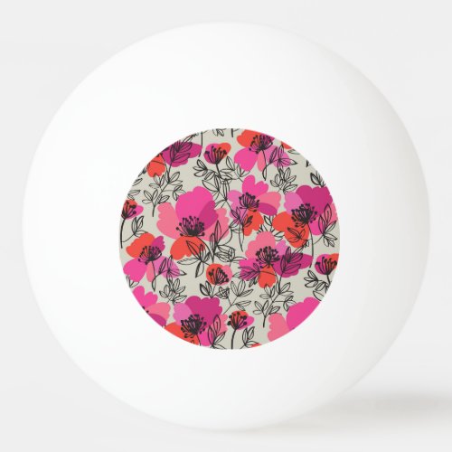 Peony Floral Vintage Seamless Pattern Ping Pong Ball