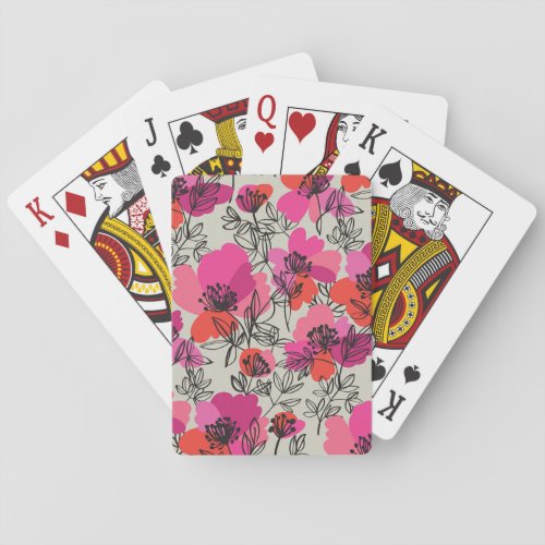 Peony Floral Vintage Seamless Pattern Playing Cards