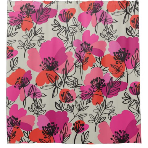 Peony Floral Vintage Seamless Pattern Shower Curtain